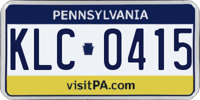 PA license plate KLC0415