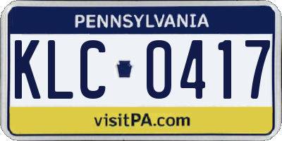 PA license plate KLC0417