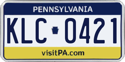 PA license plate KLC0421