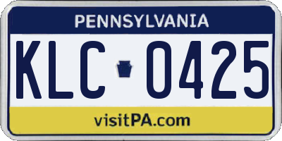 PA license plate KLC0425
