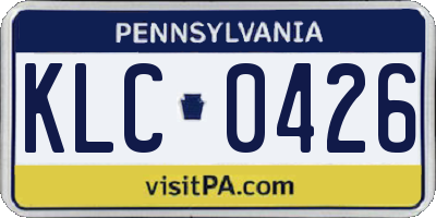 PA license plate KLC0426