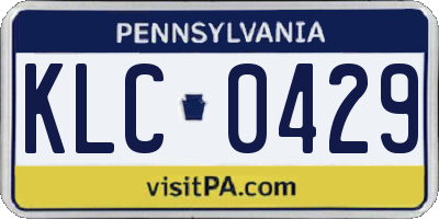 PA license plate KLC0429