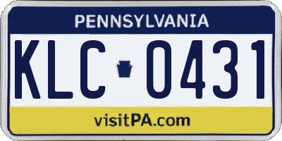 PA license plate KLC0431