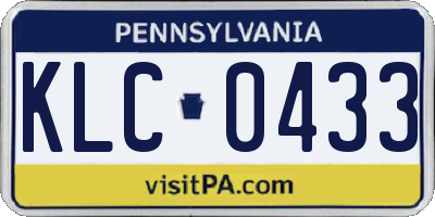 PA license plate KLC0433