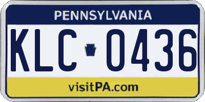 PA license plate KLC0436
