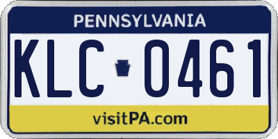 PA license plate KLC0461