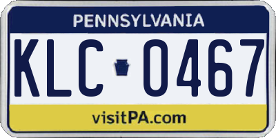 PA license plate KLC0467