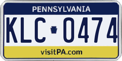 PA license plate KLC0474