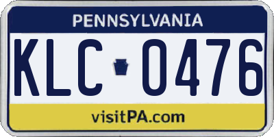PA license plate KLC0476