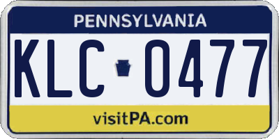 PA license plate KLC0477