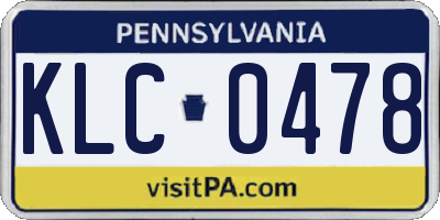 PA license plate KLC0478