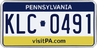 PA license plate KLC0491