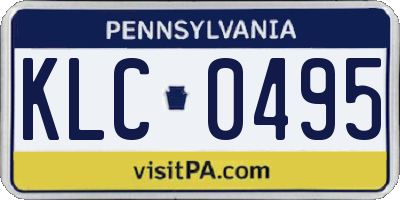 PA license plate KLC0495