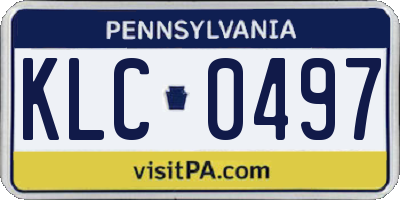 PA license plate KLC0497