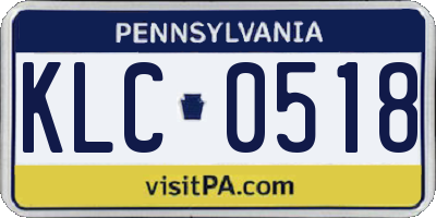 PA license plate KLC0518