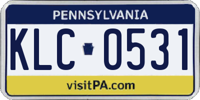 PA license plate KLC0531
