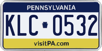PA license plate KLC0532