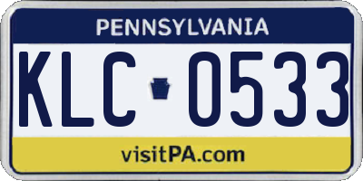PA license plate KLC0533