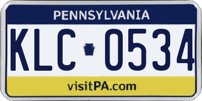 PA license plate KLC0534