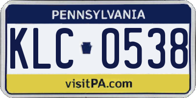 PA license plate KLC0538