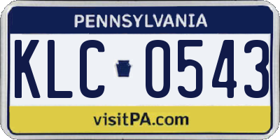 PA license plate KLC0543