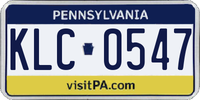 PA license plate KLC0547