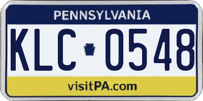 PA license plate KLC0548