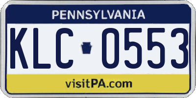 PA license plate KLC0553