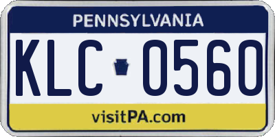 PA license plate KLC0560