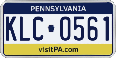 PA license plate KLC0561