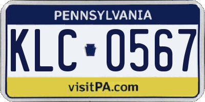PA license plate KLC0567