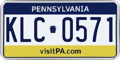 PA license plate KLC0571
