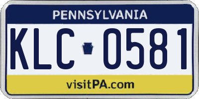 PA license plate KLC0581