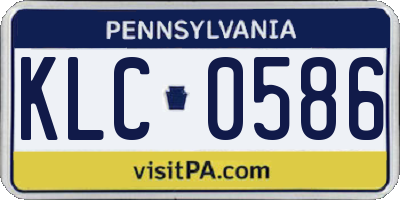 PA license plate KLC0586