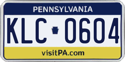 PA license plate KLC0604
