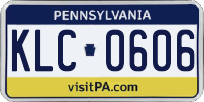 PA license plate KLC0606