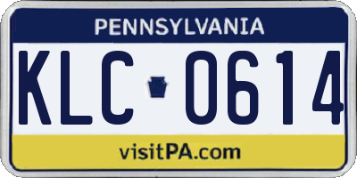 PA license plate KLC0614