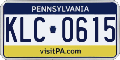 PA license plate KLC0615