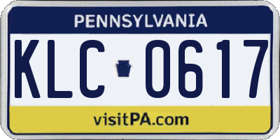 PA license plate KLC0617