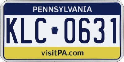 PA license plate KLC0631