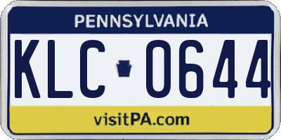 PA license plate KLC0644