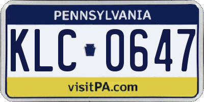 PA license plate KLC0647