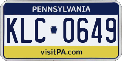 PA license plate KLC0649