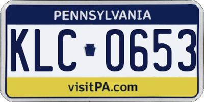 PA license plate KLC0653