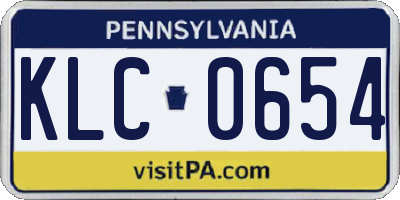 PA license plate KLC0654