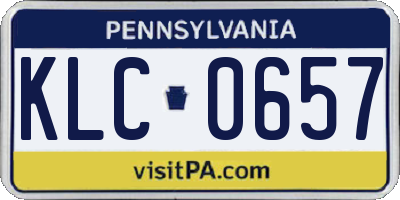 PA license plate KLC0657