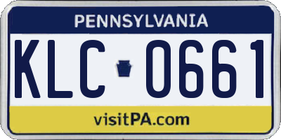 PA license plate KLC0661