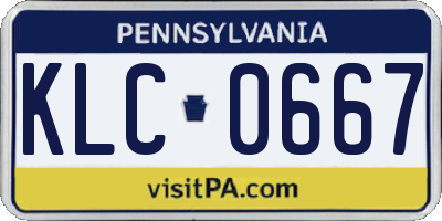 PA license plate KLC0667