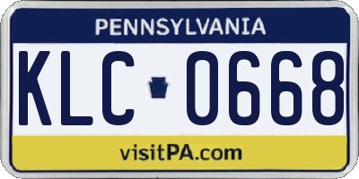 PA license plate KLC0668