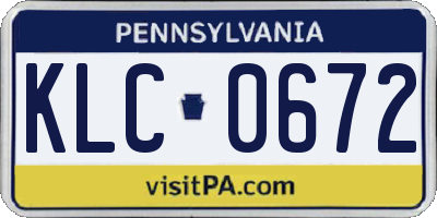 PA license plate KLC0672